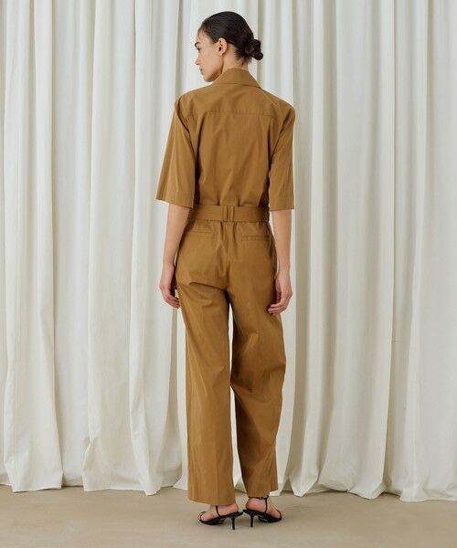 セール】 ストレッチポプリン ハーフスリーブジャンプスーツ