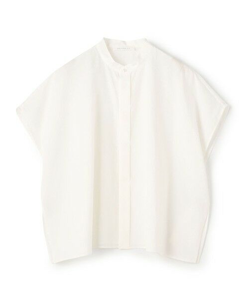 TOMORROWLAND◆スタンドネックブラウス/36/コットン/WHT/無地/13-01-12-01301 コットンスクエアエンブロイダリー スタンドネックブラウス