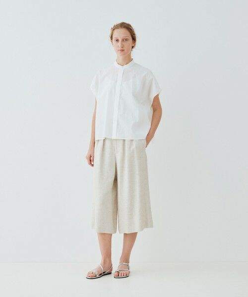 美品♪トゥモローランド カットワークレース スタンドネックチュニックブラウス白 GLOBAL WORK（グローバルワーク）の「カットワークレース