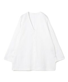 TOMORROWLAND / トゥモローランド シャツ・ブラウス | リネンポプリン サイドスリットカラーレスシャツ