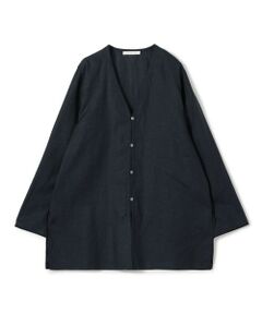 TOMORROWLAND / トゥモローランド シャツ・ブラウス | リネンポプリン サイドスリットカラーレスシャツ
