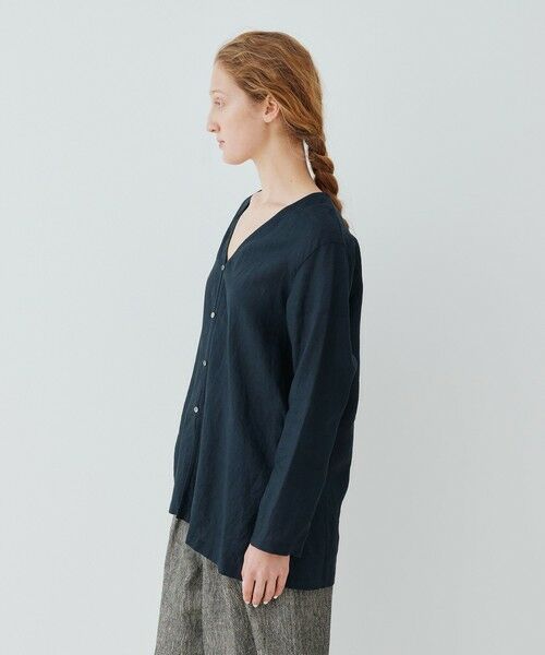 TOMORROWLAND / トゥモローランド シャツ・ブラウス | リネンポプリン サイドスリットカラーレスシャツ | 詳細3