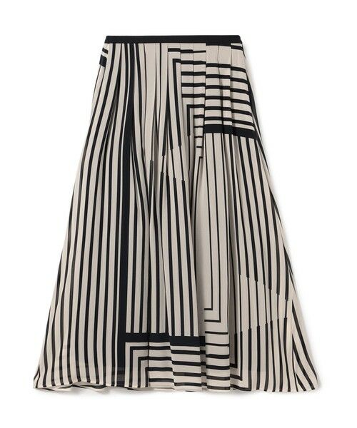 TOMORROWLAND / トゥモローランド ロング・マキシ丈スカート | ストライプシルクストレッチ イージータックスカート(42 ライトベージュ系)