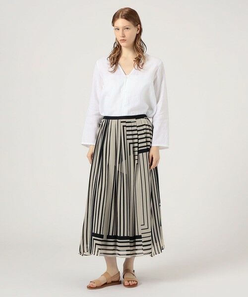 TOMORROWLAND / トゥモローランド ロング・マキシ丈スカート | ストライプシルクストレッチ イージータックスカート | 詳細1