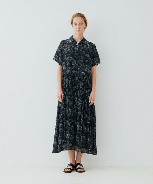 TOMORROWLAND / トゥモローランド ロング・マキシ丈ワンピース | LandScapeシルクストレッチ ギャザーシャツドレス | 詳細1