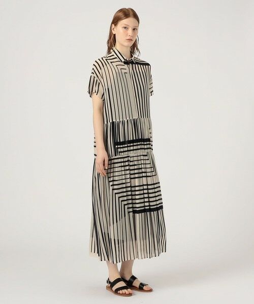TOMORROWLAND / トゥモローランド ロング・マキシ丈ワンピース | ストライプシルクストレッチ ギャザーシャツドレス | 詳細1