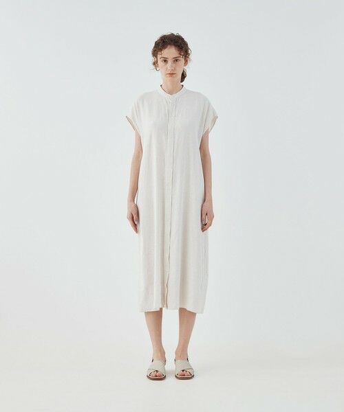 TOMORROWLAND / トゥモローランド ミニ丈・ひざ丈ワンピース | ホームステッドクロス スタンドカラーシャツワンピース | 詳細1