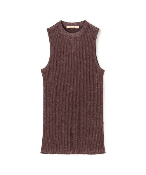 TOMORROWLAND/トゥモローランド レーヨンラメ リブアメリカンスリーブニット 49 ダークブラウン S(9号)