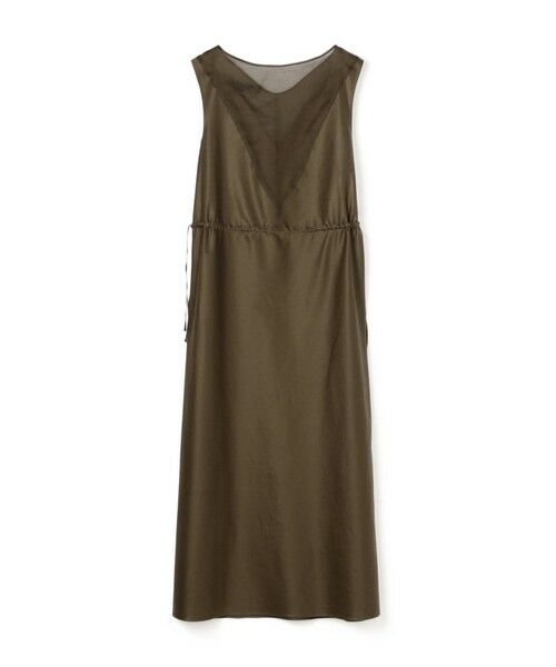 TOMORROWLAND / トゥモローランド ロング・マキシ丈ワンピース | コットンバックサテン オーガンジーコンビドレス(59 ダークグリーン)