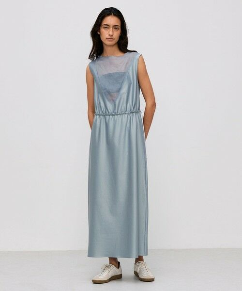 TOMORROWLAND / トゥモローランド ロング・マキシ丈ワンピース | コットンバックサテン オーガンジーコンビドレス | 詳細1