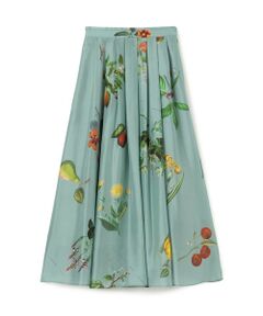 TOMORROWLAND / トゥモローランド ミニ・ひざ丈スカート | シルク Green Showerプリント フレアスカート