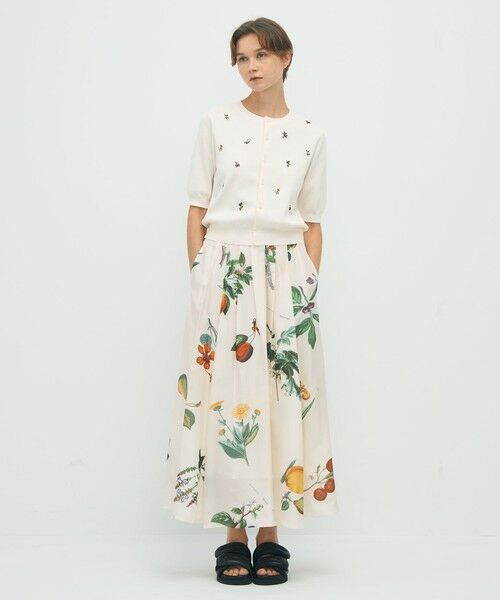 TOMORROWLAND / トゥモローランド ミニ・ひざ丈スカート | シルク Green Showerプリント フレアスカート | 詳細1