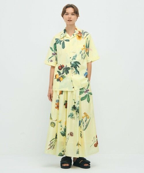CABaN コットン Green Showerプリント ハーフスリーブシャツ