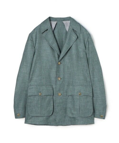 【新品】春夏物 DORMEUIL生地 メンズ サファリジャケット M オリーブ 新品】春夏物 DORMEUIL生地 メンズ サファリジャケット M