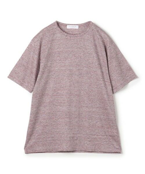 TOMORROWLAND/トゥモローランド リネン ボーダー ハーフスリーブカットソー BOTTO GIUSEPPE 64 レッド系 L