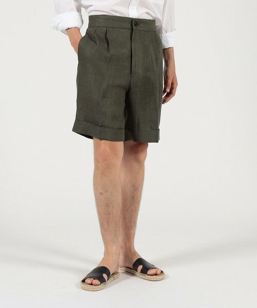 TOMORROWLAND / トゥモローランド ショート・ハーフ・半端丈パンツ | フレンチリネン バックベルト ショートパンツ | 詳細1