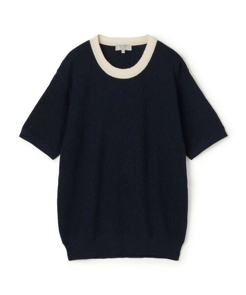 TOMORROWLAND / トゥモローランド ニット・セーター | 【別注】Raffa Molina パイピング クルーネック ハーフスリーブニット(66 ネイビー)