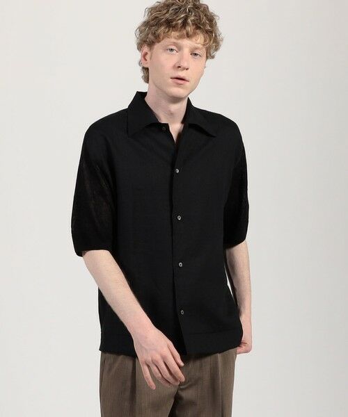 TOMORROWLAND / トゥモローランド ニット・セーター | リネンニットコンビ ハーフスリーブシャツ | 詳細1