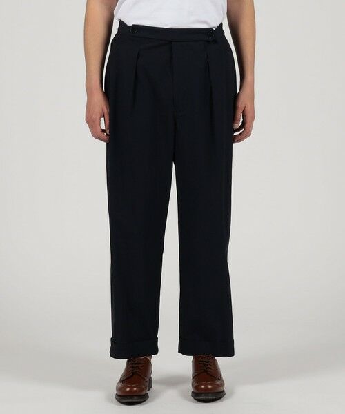 【未使用】 TOMORROWLAND 2プリーツ パンツ 50 グレー セール】 ポリエステルウールツイル 2プリーツストレートパンツ