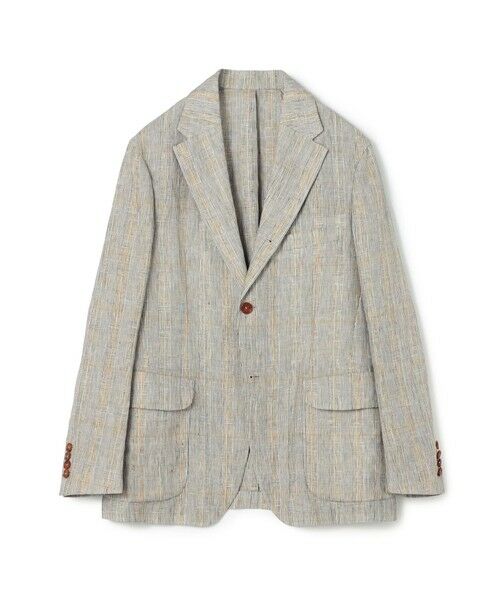 TOMORROWLAND / トゥモローランド テーラードジャケット | リネン グレンチェック シングルブレステッド 3Bジャケット(16 グレー系)
