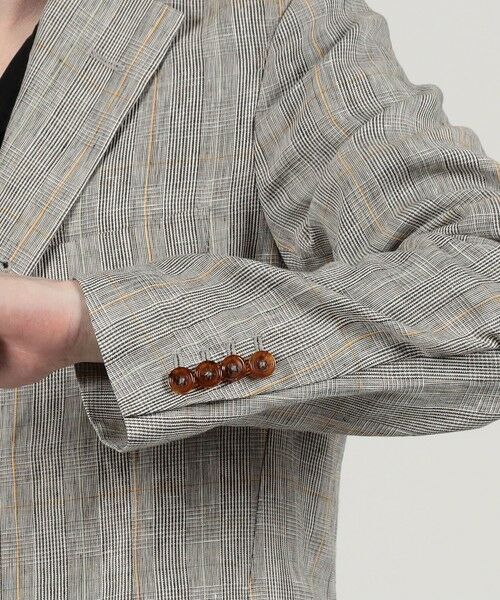TOMORROWLAND / トゥモローランド テーラードジャケット | リネン グレンチェック シングルブレステッド 3Bジャケット | 詳細7