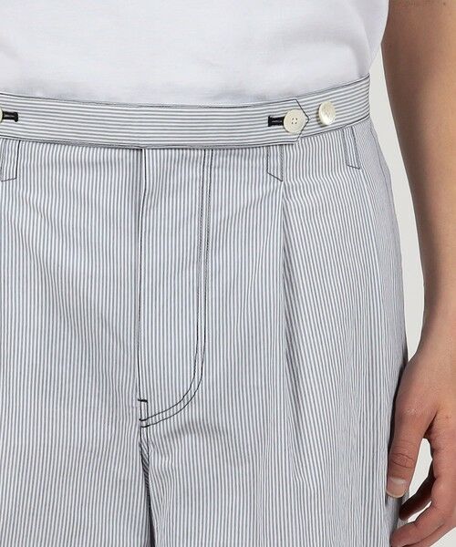 TOMORROWLAND / トゥモローランド ショート・ハーフ・半端丈パンツ | コットンナイロンストライプ  2プリーツ ベルトレス ショートパンツ | 詳細5