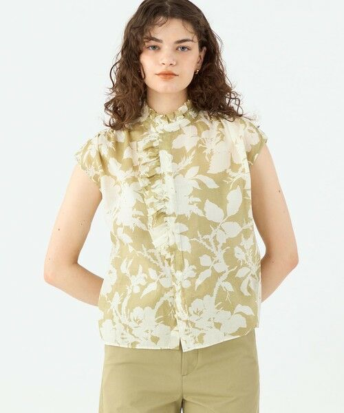 TOMORROWLAND / トゥモローランド シャツ・ブラウス | コットンリネンプリント フリルネックブラウス | 詳細2