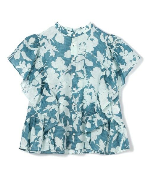 【TOMORROWLAND】コットンリネンプリントバタフライスリーブブラウス36 コットンリネンプリント バタフライスリーブブラウス （シャツ