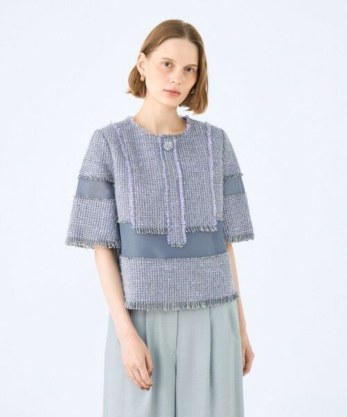 TOMORROWLAND / トゥモローランド その他トップス | ブロッキングツイード ハーフスリーブプルオーバー | 詳細2