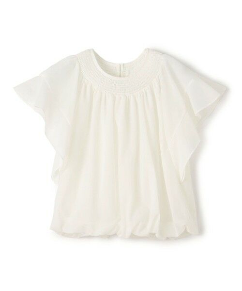 TOMORROWLAND/トゥモローランド シアートリコット シャーリングネックブラウス 11 ホワイト 36(9号)