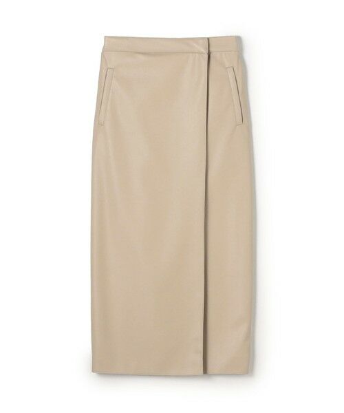 TOMORROWLAND/トゥモローランド レザーライククロス ラップマキシスカート 41 ライトベージュ 32(5号)