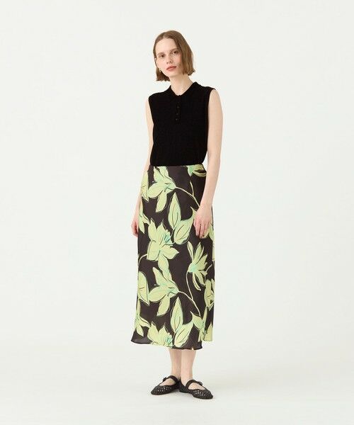 MaxMara フラワープリント ロングスカート セール】 コートペイントフラワープリント ギャザーロング