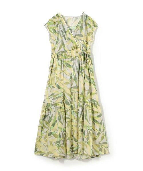 TOMORROWLAND/トゥモローランド スタックリーフプリント カシュクールライクワンピース 22 イエロー系 36(9号)