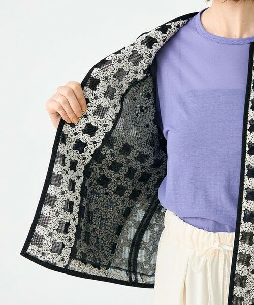 TOMORROWLAND / トゥモローランド ノーカラージャケット | フラッフィーヤーンエンブロイダリー クルーネックジャケット | 詳細5