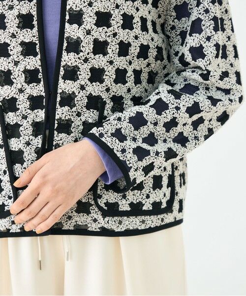 TOMORROWLAND / トゥモローランド ノーカラージャケット | フラッフィーヤーンエンブロイダリー クルーネックジャケット | 詳細7