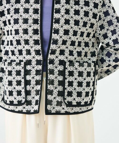TOMORROWLAND / トゥモローランド ノーカラージャケット | フラッフィーヤーンエンブロイダリー クルーネックジャケット | 詳細9