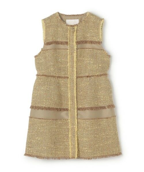 TOMORROWLAND/トゥモローランド ブロッキングツイード ミドルジレ 24 イエロー系 36(9号)