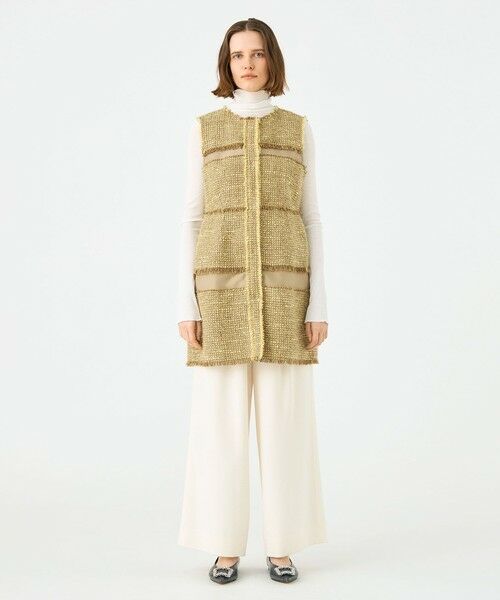 TOMORROWLAND / トゥモローランド ベスト | ブロッキングツイード ミドルジレ | 詳細1