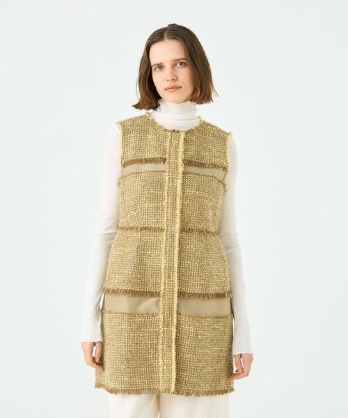 TOMORROWLAND / トゥモローランド ベスト | ブロッキングツイード ミドルジレ | 詳細2
