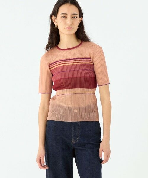 TOMORROWLAND / トゥモローランド ニット・セーター | シアーボーダー ハーフスリーブプルオーバー | 詳細2