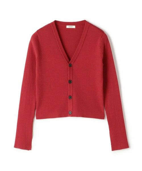 TOMORROWLAND/トゥモローランド コットンリブ Vネックカーディガン 35 レッド S(9号)
