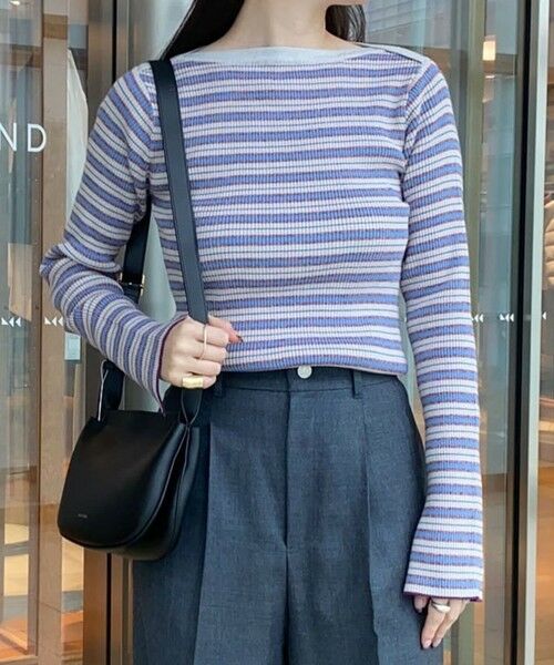 TOMORROWLAND/トゥモローランド コットンリブ ボートネックプルオーバー 14 グレー系 S(9号)