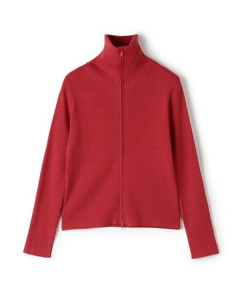 TOMORROWLAND/トゥモローランド コットンリブ ジップアップカーディガン 35 レッド S(9号)
