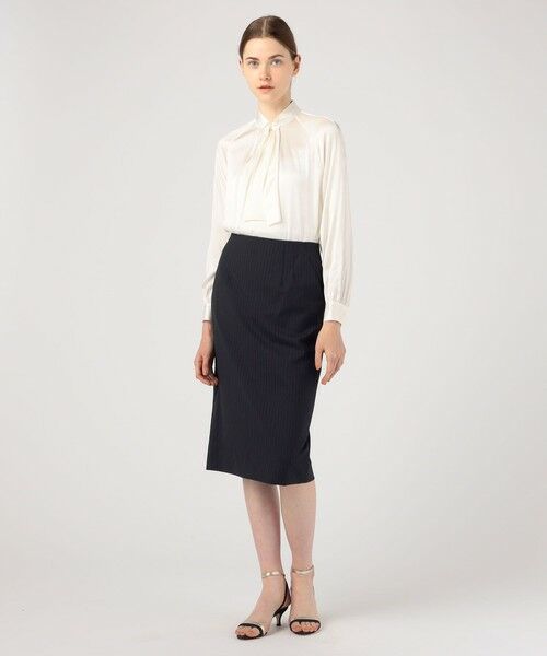 TOMORROWLAND / トゥモローランド ミニ・ひざ丈スカート | ウールシャドーストライプ タイトスカート | 詳細1