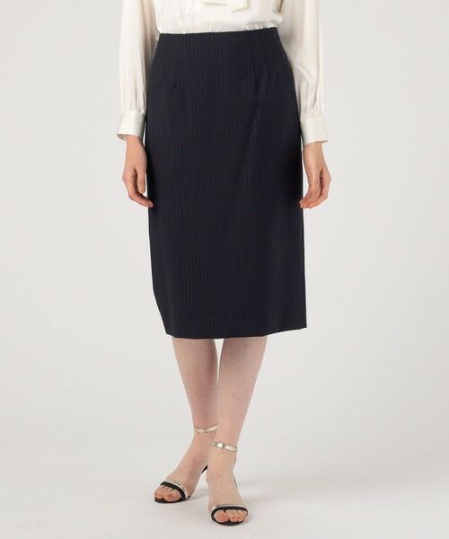 TOMORROWLAND / トゥモローランド ミニ・ひざ丈スカート | ウールシャドーストライプ タイトスカート | 詳細2