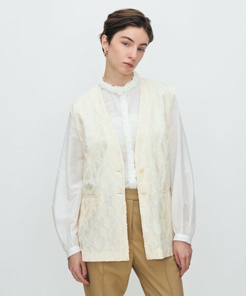 TOMORROWLAND / トゥモローランド ベスト | シャイニーカットジャカード Vカラージレ | 詳細2