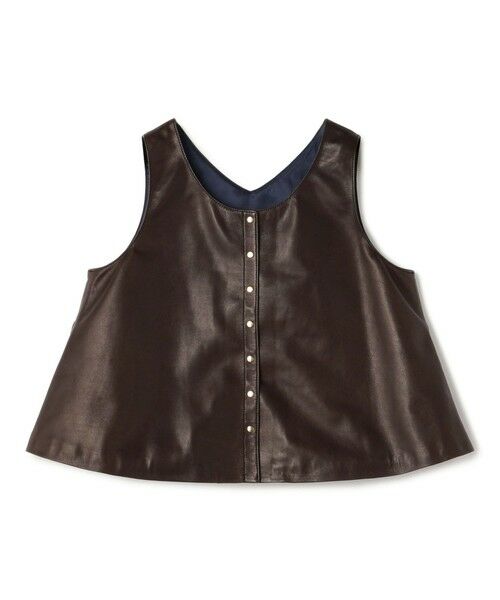 TOMORROWLAND / トゥモローランド ベスト | ベジタブルレザー フロンタブルジレ(49 ダークブラウン)