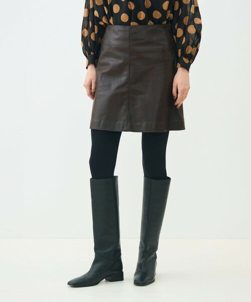 TOMORROWLAND / トゥモローランド ミニ・ひざ丈スカート | ベジタブルレザー トラペーズミニスカート | 詳細2