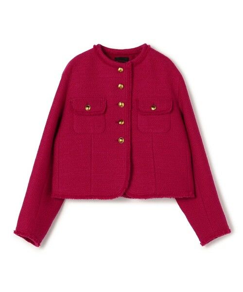 TOMORROWLAND / トゥモローランド ノーカラージャケット | ブークレーファンシー クルーネックジャケット(37 マゼンダピンク)
