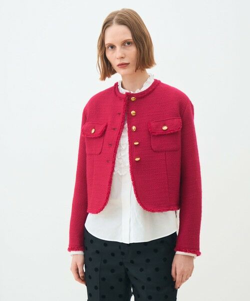 TOMORROWLAND / トゥモローランド ノーカラージャケット | ブークレーファンシー クルーネックジャケット | 詳細2